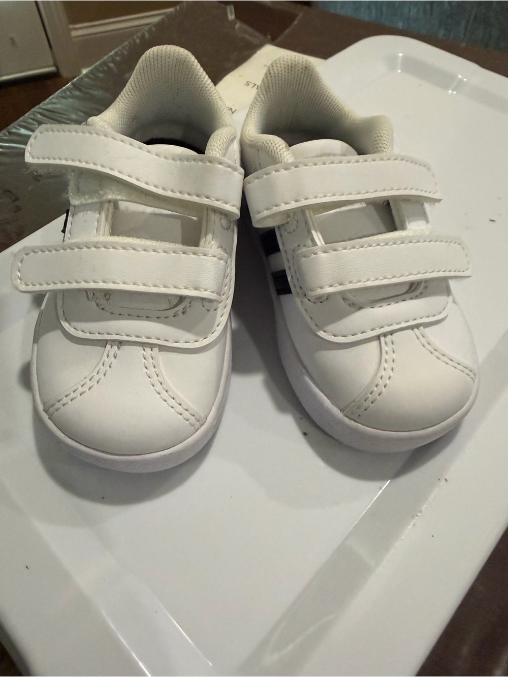 adidas Kids White Velcro Sneakers